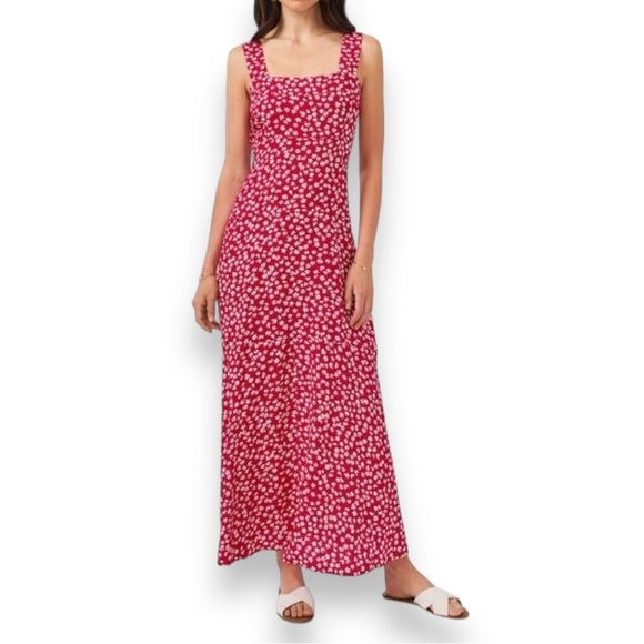 Vince Camuto - Women's Red Floral-print Paneled Smocked-back Challis Tank Dress - Picture 11 of 16